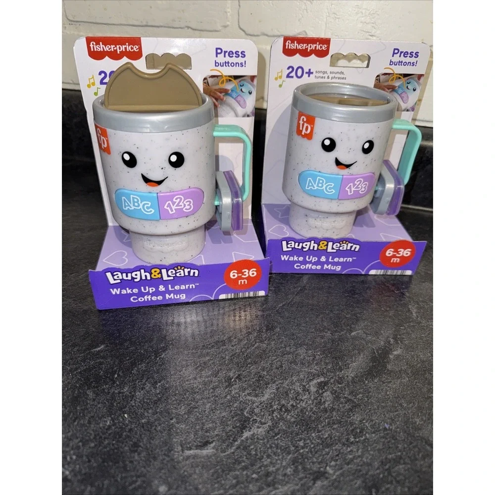 Lot Of 2 Fisher-Price Laugh & Learn Wake  Coffee Mugs Interactive Sounds